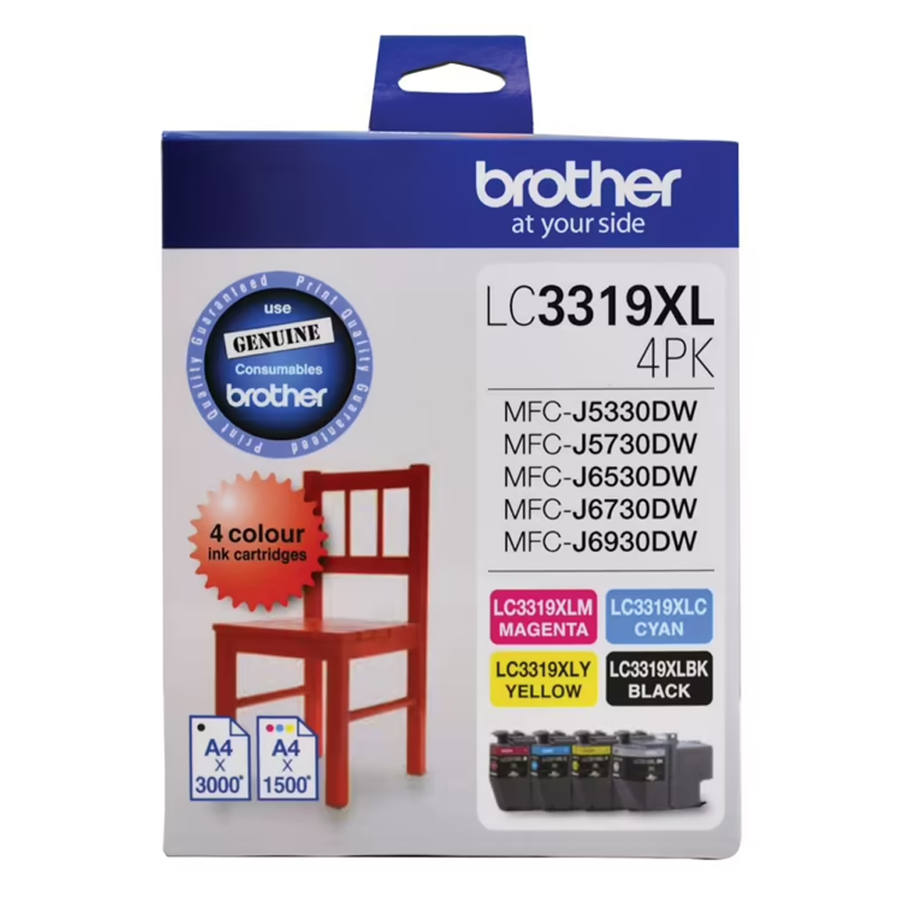 Buy Brother LC3319XL 4PK Genuine BK, C, Y, M Ink Cartridges